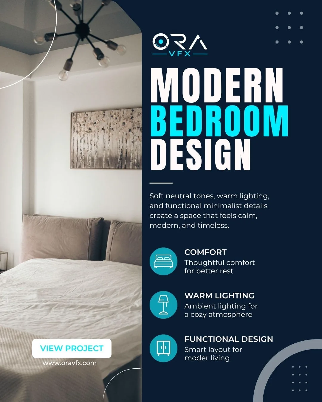 3D interior and modern bedroom visualization